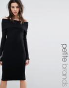 Noisy May Petite Off The Shoulder Knitted Dress - Black