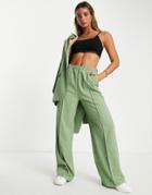 Asos Design Suit Pants With Elastic Waist In Green