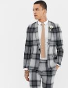 Twisted Tailor Super Skinny Suit Jacket With Bold Check In Wool-gray
