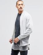 Asos Oversized Jersey Bomber Jacket With Square Neck In Gray Marl - Gray Marl