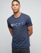 Nicce London T-shirt With Tri Color Logo - Navy