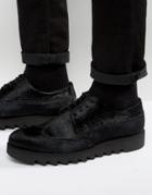 Zign Derby Shoes With Faux Hair Finish - Black