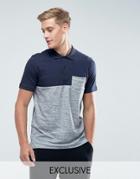 Jack & Jones Originals Polo Shirt With Block Panel Detail - Navy