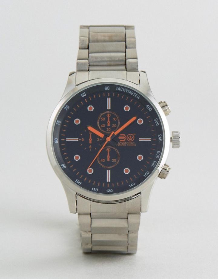Crosshatch Silver Bracelet Watch With Imitation Inner Dials - Silver
