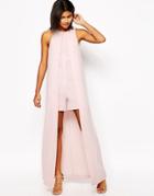 Asos Occasion Romper With Maxi Cape Detail - Blush