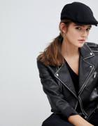 Asos Design Wool Flat Cap - Black