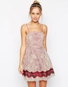 Asos Organza Bandeau In Soft Mix And Match Lace Dress - Winter Lilac