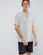 Allsaints Short Sleeve Revere Shirt In Ecru With Note Print - Beige