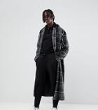 The New County Longline Overcoat In Gray Check - Gray