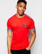 Firetrap Burnout Crew Neck T-shirt With Roll Sleeves - Red