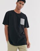 Brooklyn Supply Co Oversized T-shirt With Check Pocket In Black - Black