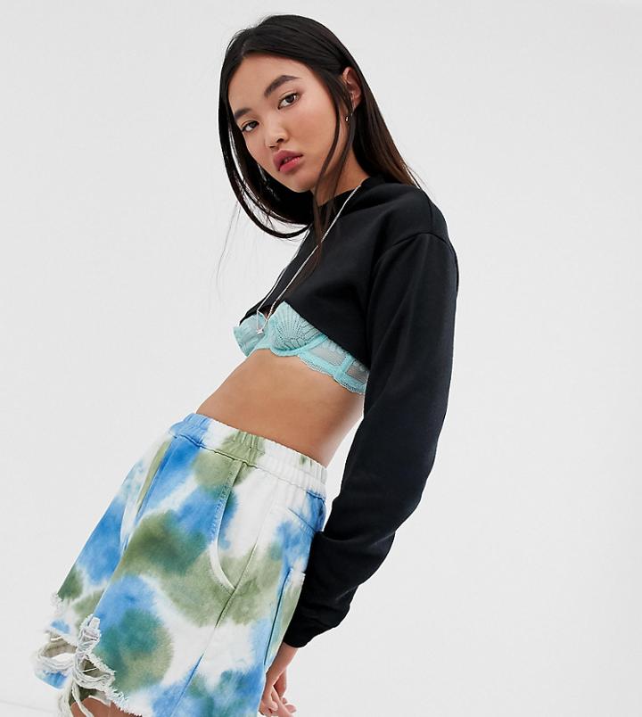 Collusion Super Crop Sweat In Black - Black