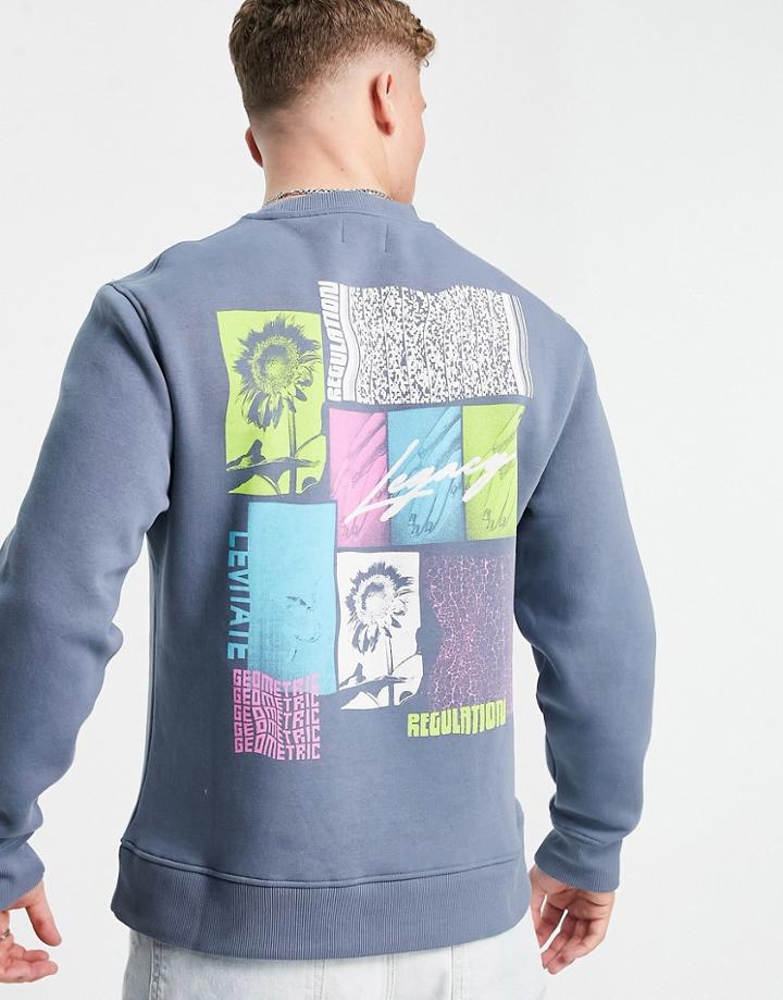 Topman Legacy Print Sweatshirt In Blue