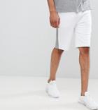 Asos Design Tall Skinny Shorts With Gray Side Stripe - White