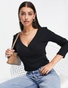Vero Moda Wrap Long Sleeve Top In Black