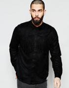 Asos Black Western Shirt With Fringing In Long Sleeve - Black
