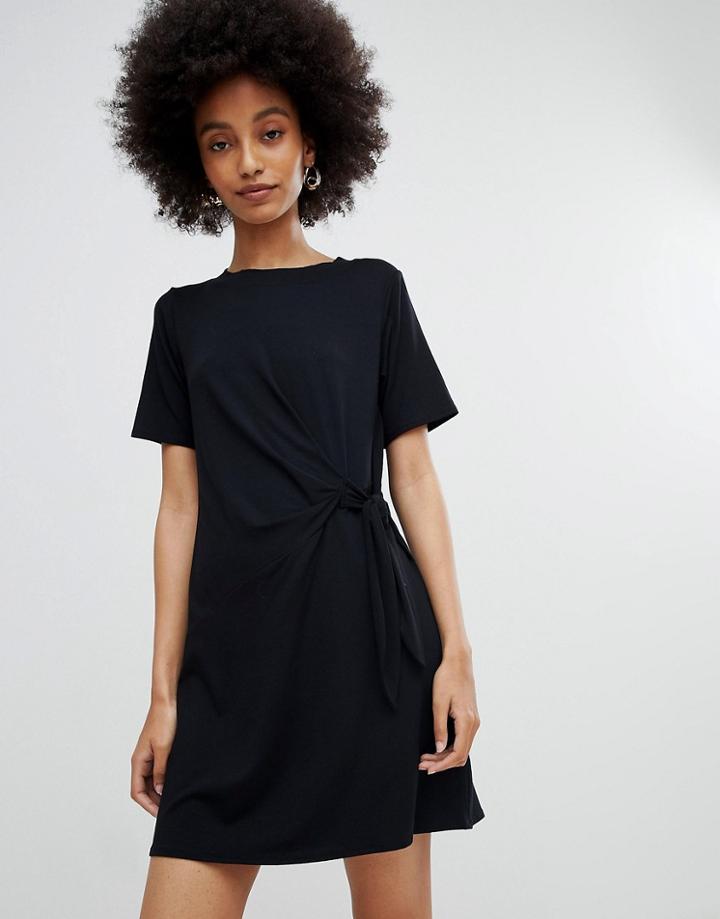 New Look Black Ruched Side Jersey Tunic Dress - Black