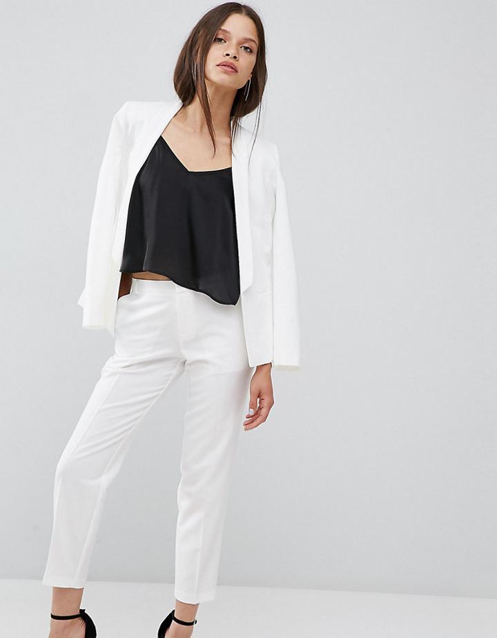 Asos Petite Ankle Grazer Cigarette Pants In Crepe - White