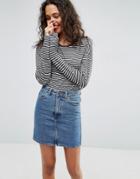 Asos T-shirt With Superlong Sleeves In Washed Stripe - Multi
