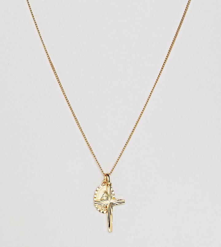 Rock N Rose Gold Plated Cross & Charm Layering Necklaces - Gold