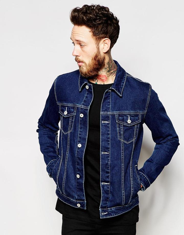 Asos Stretch Skinny Denim Jacket In Blue - Blue