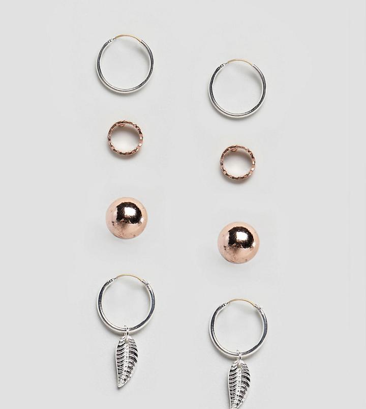 Reclaimed Vintage Inspired Hoop & Stud Earrings In 4 Pack Exclusive To Asos - Multi