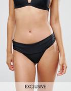 South Beach Mix And Match Fold Waist Bikini Bottom - Black