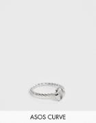 Asos Design Curve Pinky Ring In Heart Padlock In Silver Tone