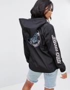 Santa Cruz 1/2 Zip Hooded Jacket With Dot Logo Back Print - Black