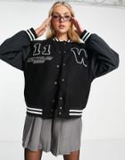 Weekday Easy Recycled Polyester College Varsity Jacket In Black