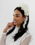 Asos Design Hair Crown With Statement Floral In White - White