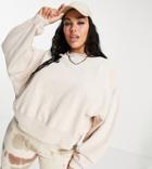 Asos Design Curve Oversized Sweatshirt In Washed Stone-neutral