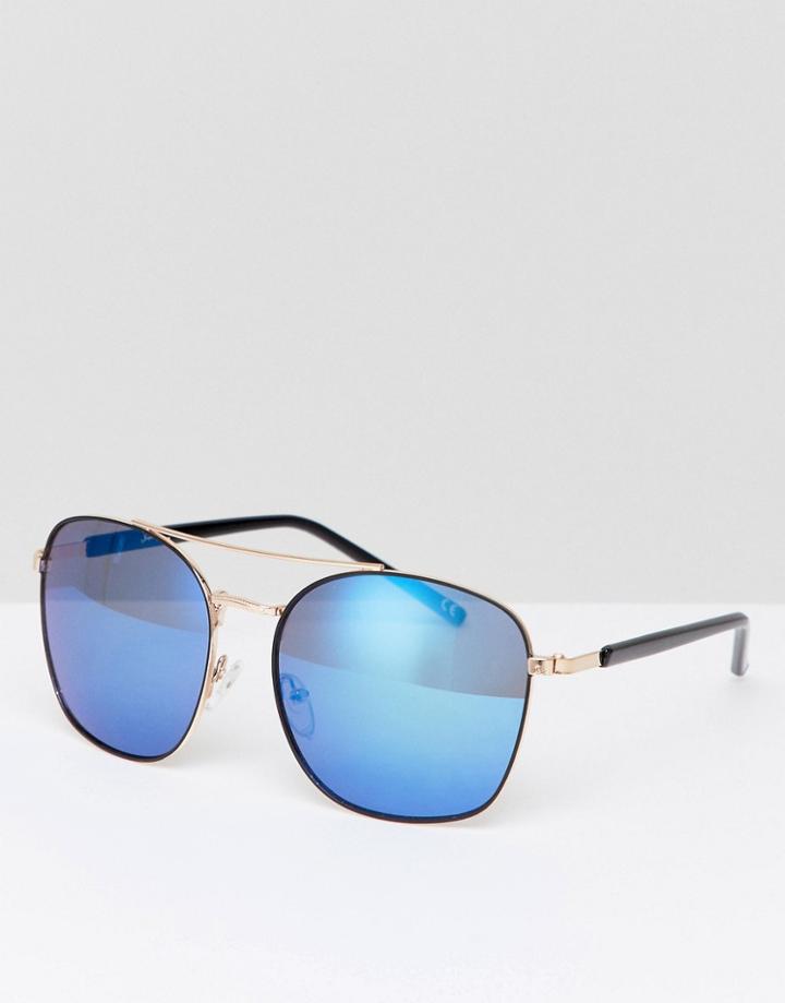 Jeepers Peepers Aviator Sunlgasses In Black/gold - Black