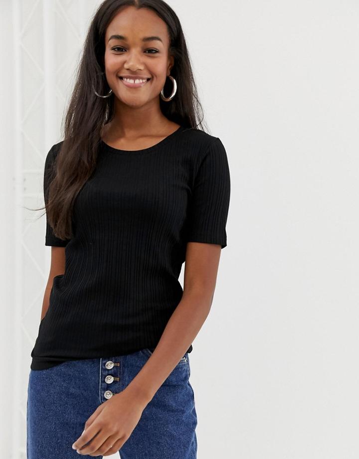Brave Soul Valerie Rib T-shirt - Black