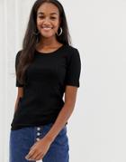 Brave Soul Valerie Rib T-shirt - Black