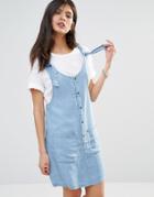 Noisy May Pocket Front Denim Dress - Blue