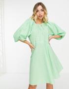 Influence Angel Sleeve Mini Dress In Green Polka Dot