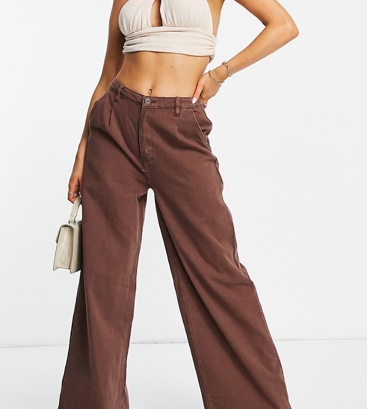 Missguided Wide Leg Jeans In Brown