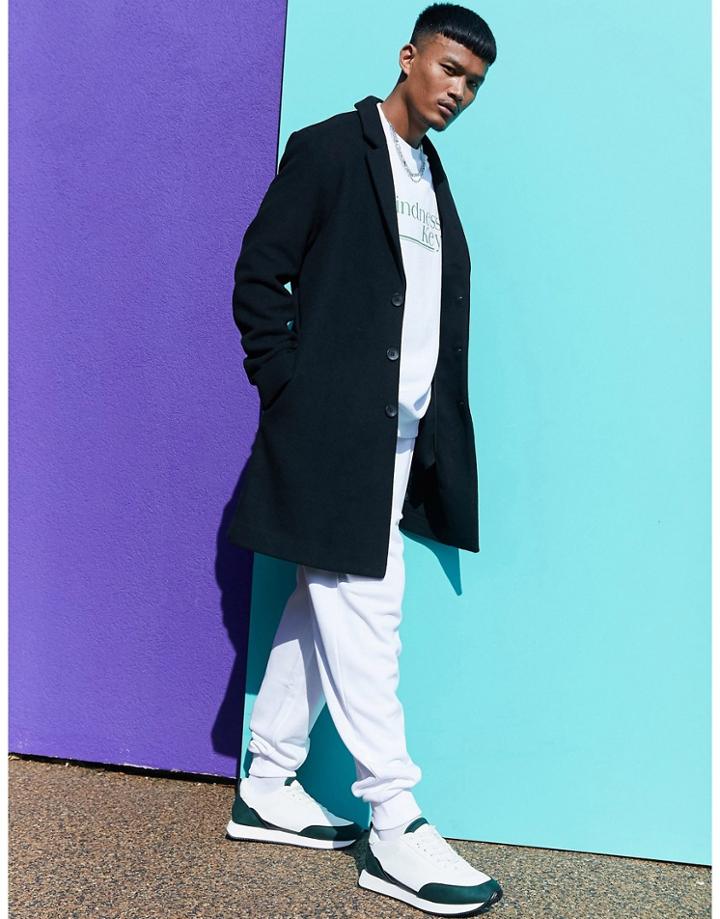 Asos Design Unlined Wool Mix Overcoat In Black