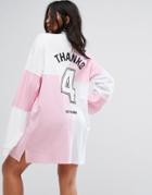 The Ragged Priest Oversized Rugby Shirt Dress With Back Print - Pink