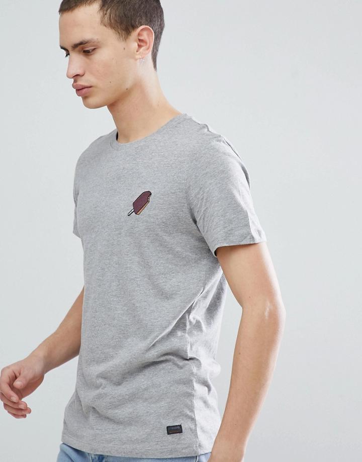 Produkt T-shirt With Ice Cream Embroidery - Gray