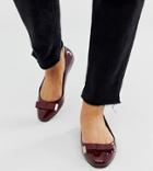 Asos Design Wide Fit Lexy Bow Ballet Flats In Oxblood-red