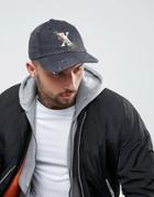 Asos Baseball Cap In Distressed Finish With Embroidery - Black