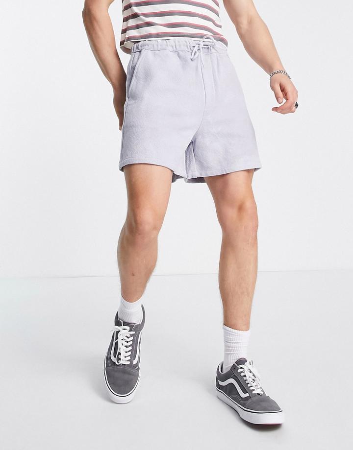 Asos Design Wide Shorts In Pastel Blue Natural Look Textured Fabrics