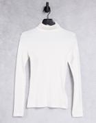 Brave Soul Adrian Roll Neck Long Sleeve Top In Cream-white