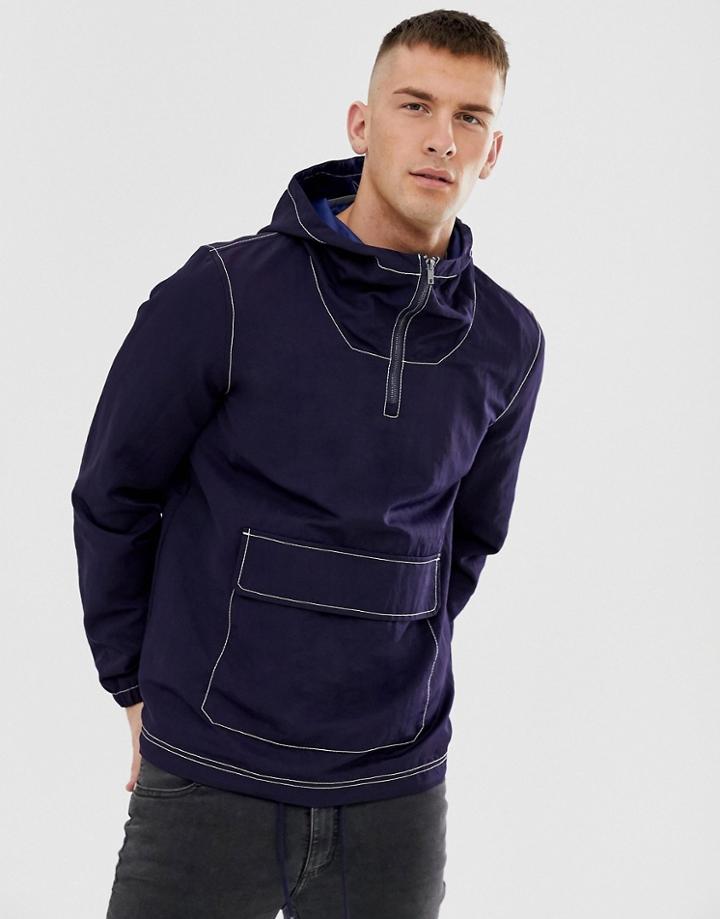 Asos Design Overhead Jacket In Navy