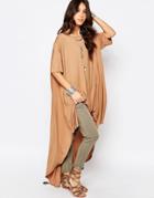 Rokoko Longline Drapey T-shirt - Beige