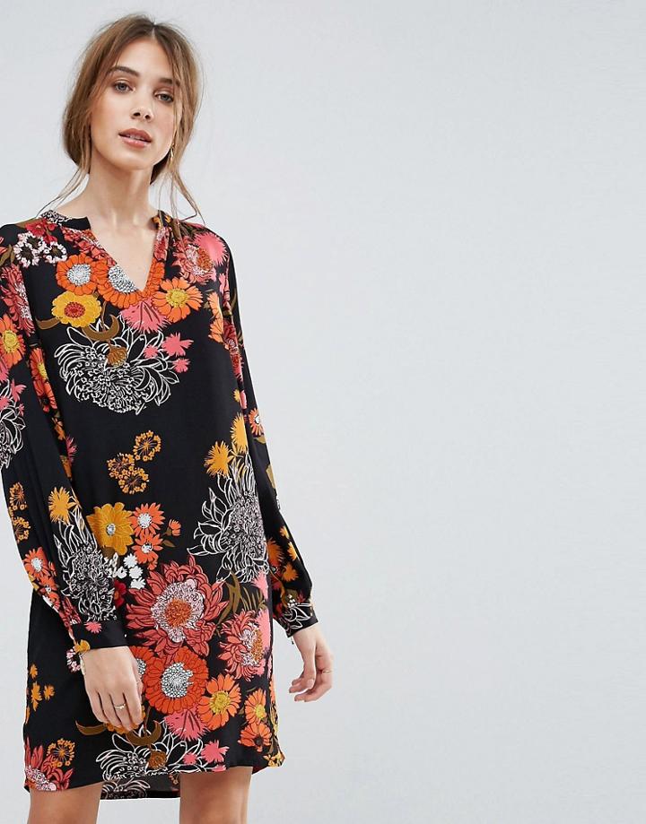 New Look Floral Shift Dress - Black