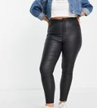 New Look Curve Faux Leather Coated Lift & Shape Skinny Jeans In Black