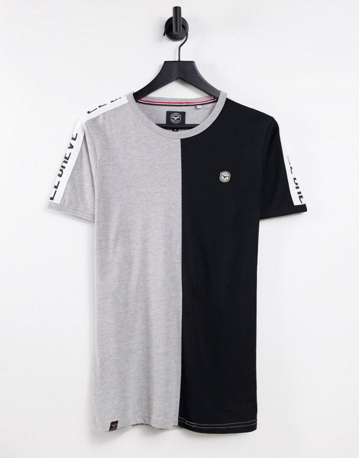 Le Breve Lounge Joker T-shirt In Gray Heather And Black - Part Of A Set